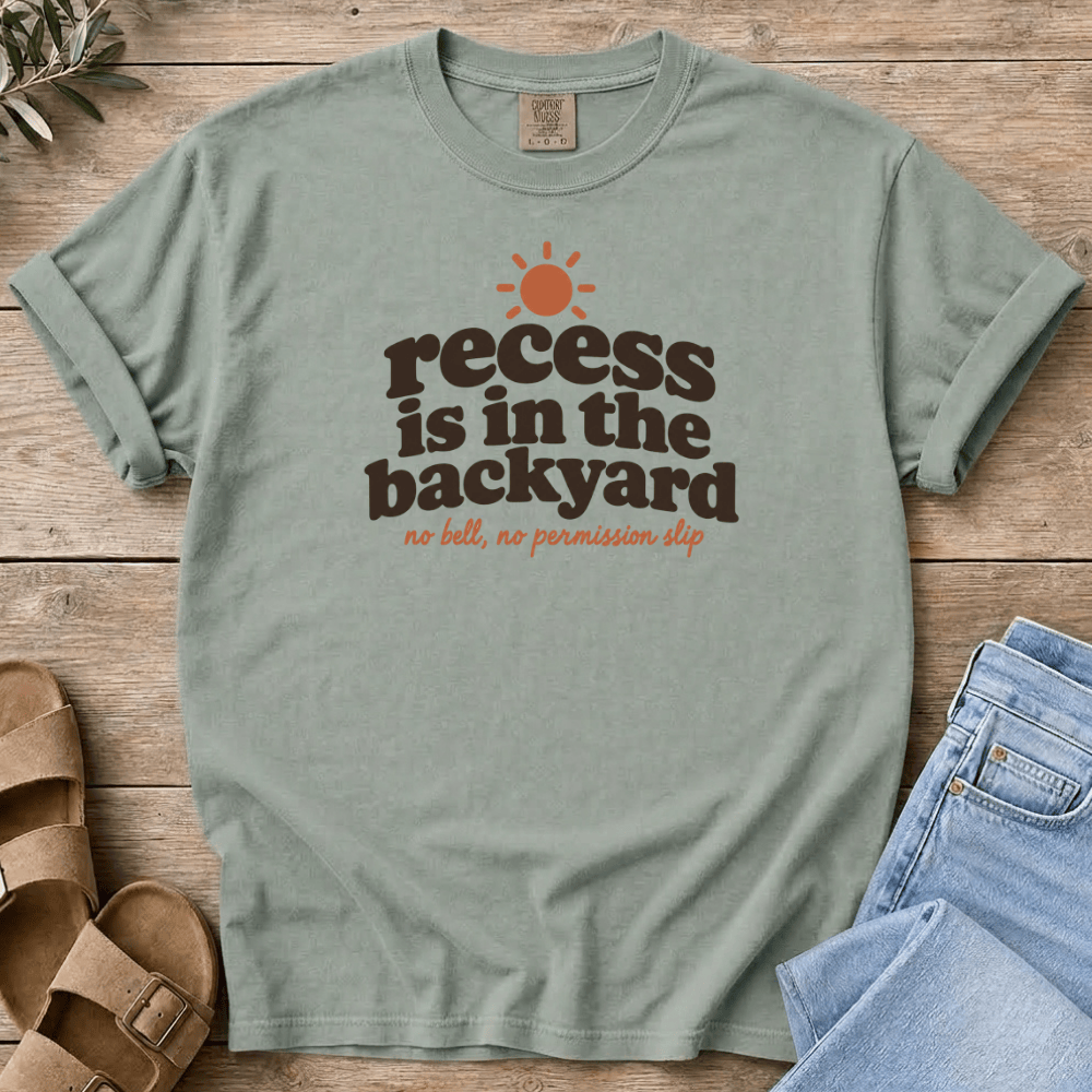 Nourish with Britt T-Shirt Homeschool Recess T-Shirt Funny Homeschool Mom Shirt | Recess With No Bell & No Permission Slip