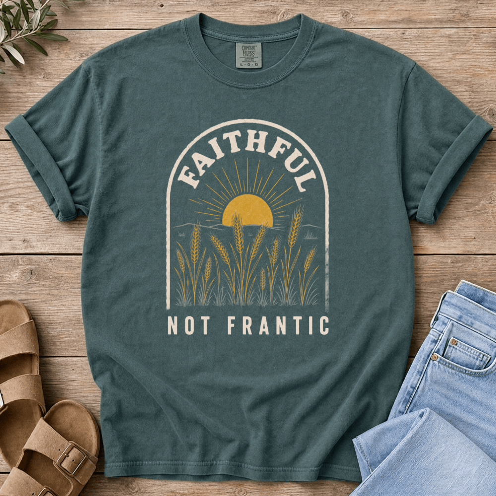 Nourish with Britt T-Shirt Faithful Not Frantic T-Shirt Faithful Not Frantic T-Shirt | Christian Mom Shirt