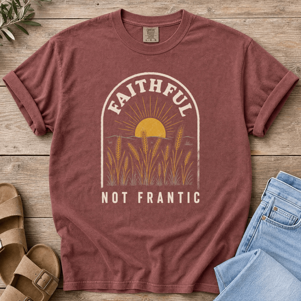 Nourish with Britt T-Shirt Faithful Not Frantic T-Shirt Faithful Not Frantic T-Shirt | Christian Mom Shirt