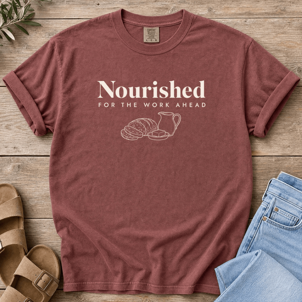 Nourish with Britt T-Shirt Nourished For The Work T-Shirt Nourished For The Work Ahead T-Shirt | Real Food Mom Tee
