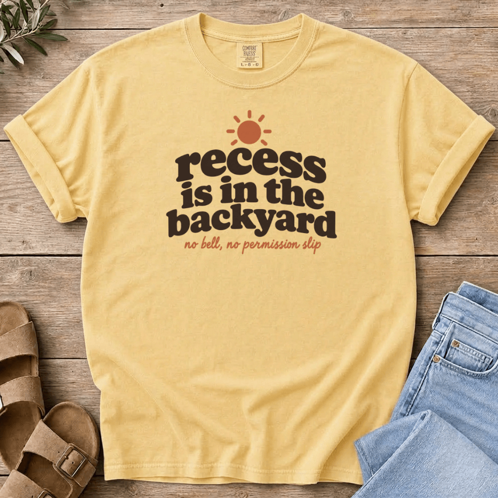 Nourish with Britt T-Shirt Homeschool Recess T-Shirt Funny Homeschool Mom Shirt | Recess With No Bell & No Permission Slip