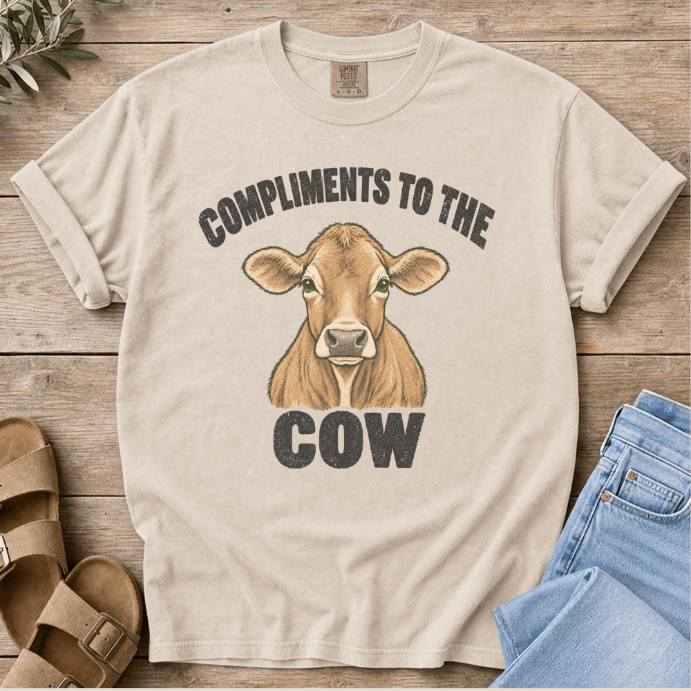 Nourish with Britt T-Shirt Compliments Cow T-Shirt Compliments to the Cow T-Shirt | Funny Jersey Cow Tee for Women