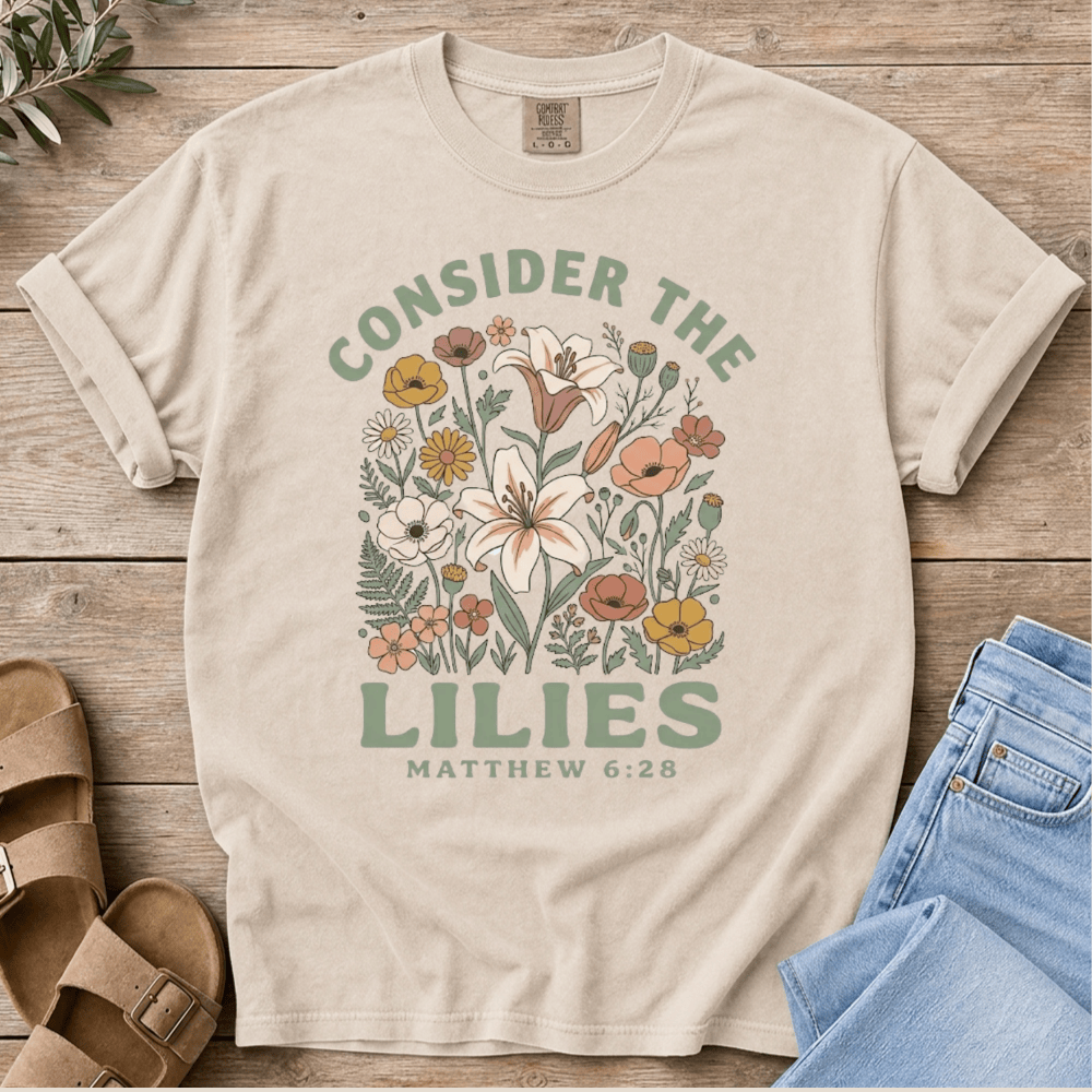 Nourish with Britt T-Shirt Consider the Lilies T-Shirt Consider the Lilies T-Shirt | Floral Bible Verse Tee