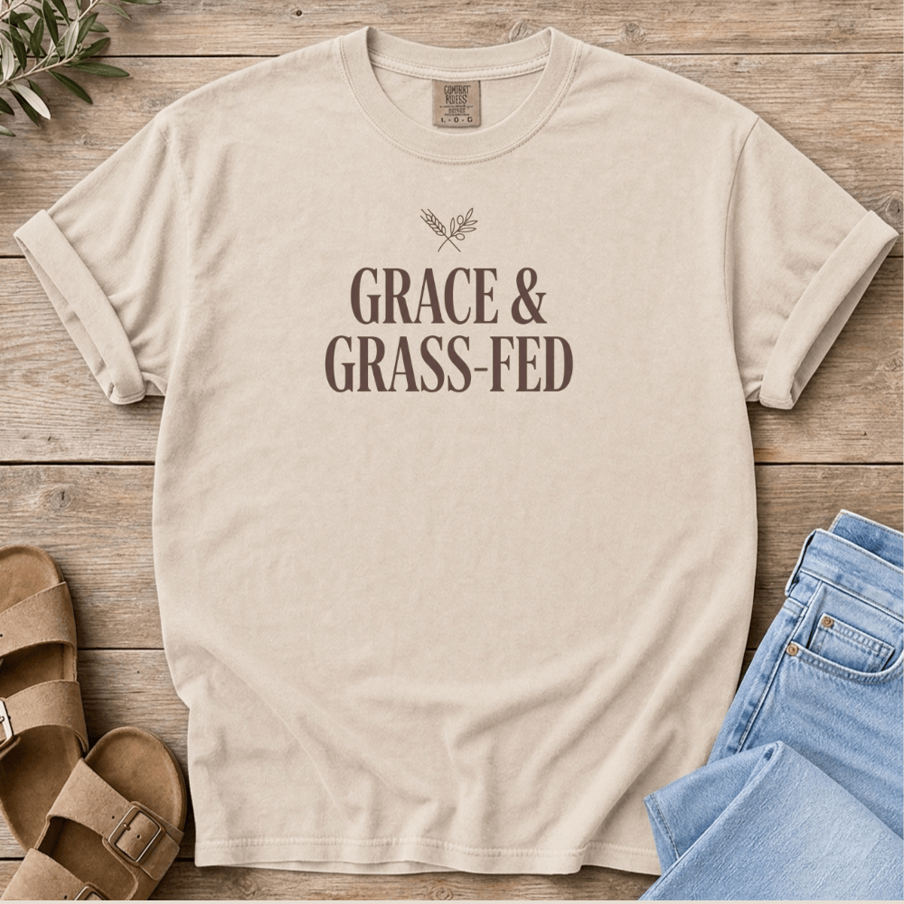 Nourish with Britt T-Shirt Grace & Grassfed T-Shirt Grace & Grass-Fed T-Shirt | Christian Crunchy Mom Tee
