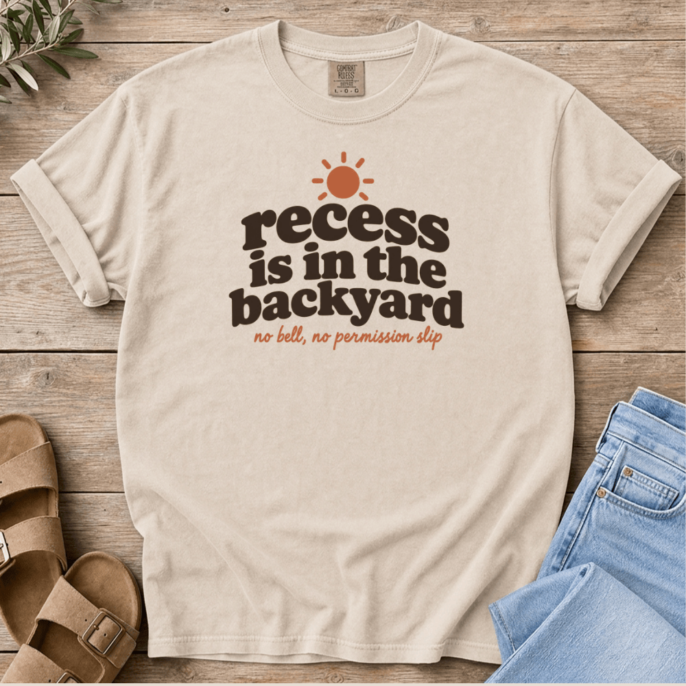 Nourish with Britt T-Shirt Homeschool Recess T-Shirt Funny Homeschool Mom Shirt | Recess With No Bell & No Permission Slip