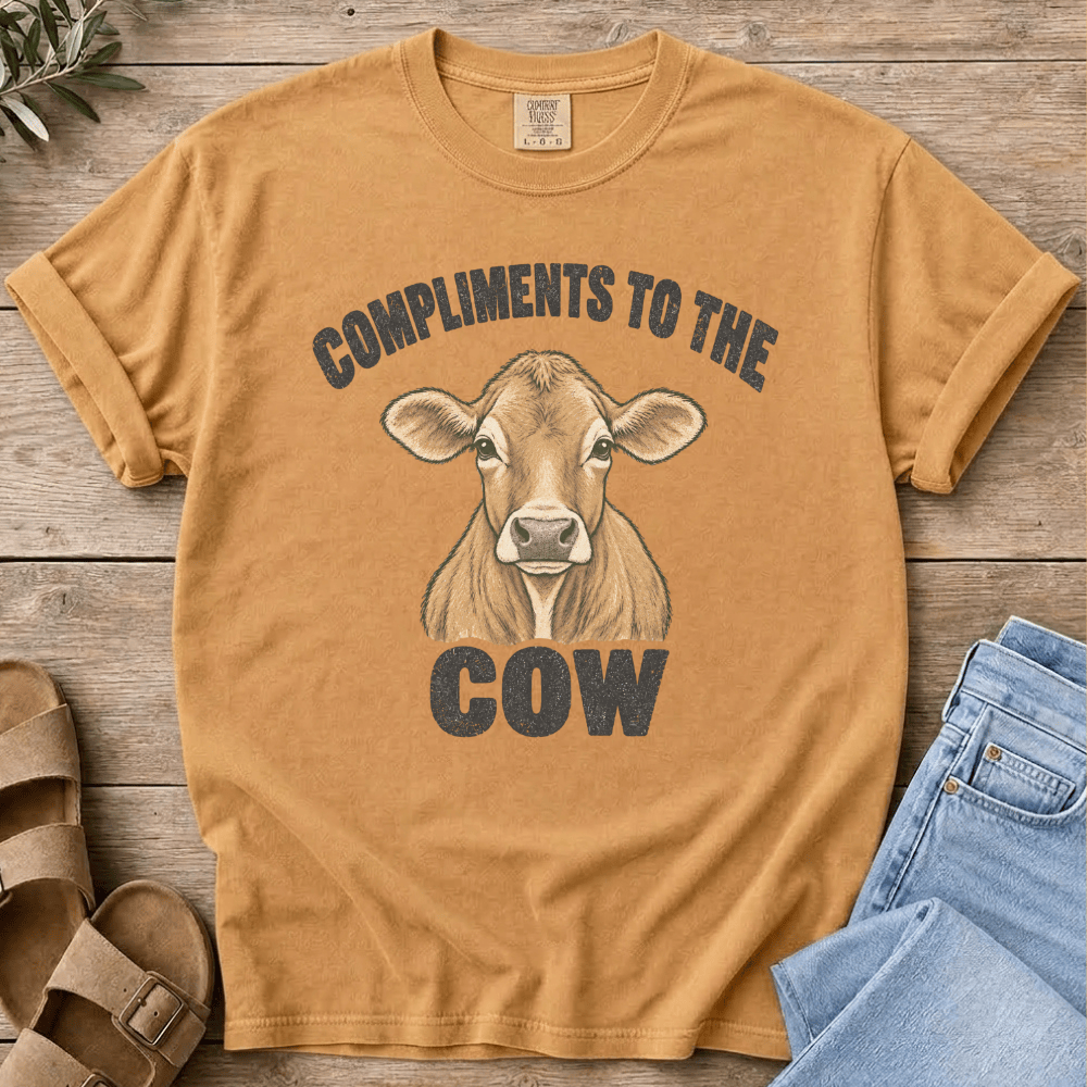 Nourish with Britt T-Shirt Compliments Cow T-Shirt Compliments to the Cow T-Shirt | Funny Jersey Cow Tee for Women
