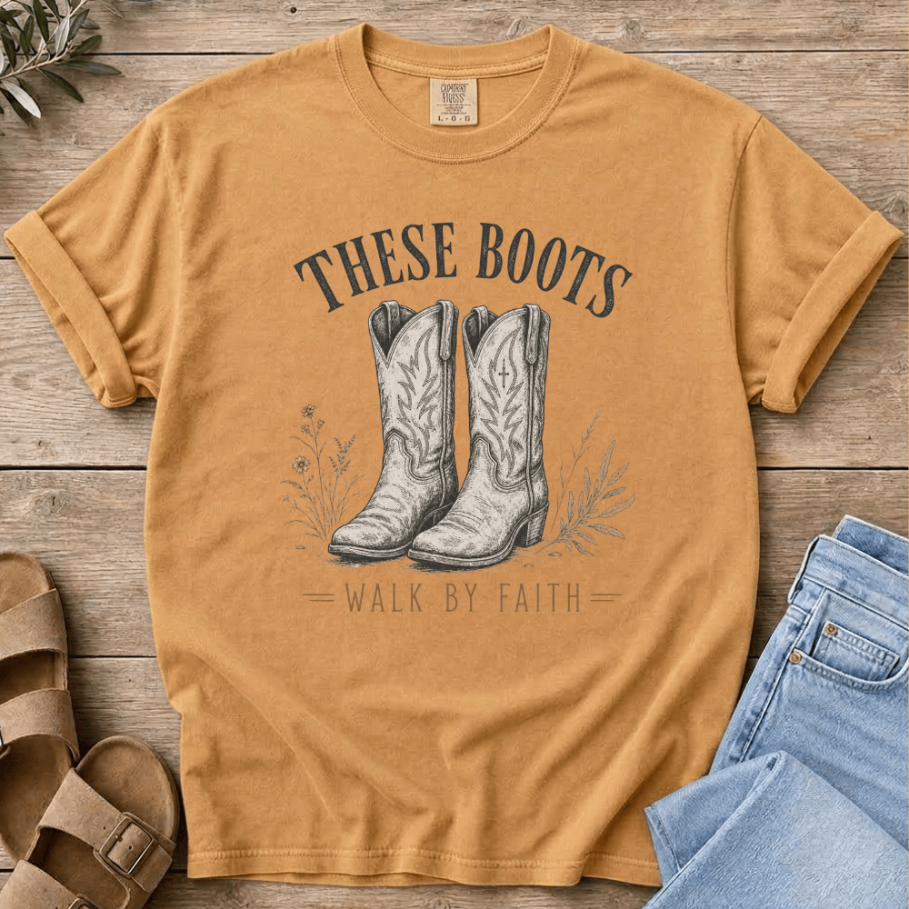 Nourish with Britt T-Shirt Boots Walk By Faith T-Shirt These Boots Walk By Faith T-Shirt | Western Christian Shirt for Women