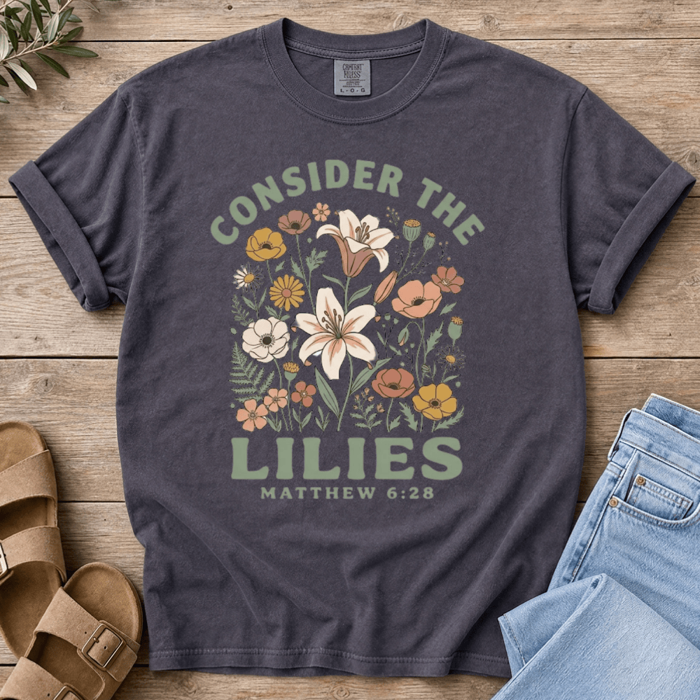 Nourish with Britt T-Shirt Consider the Lilies T-Shirt Consider the Lilies T-Shirt | Floral Bible Verse Tee