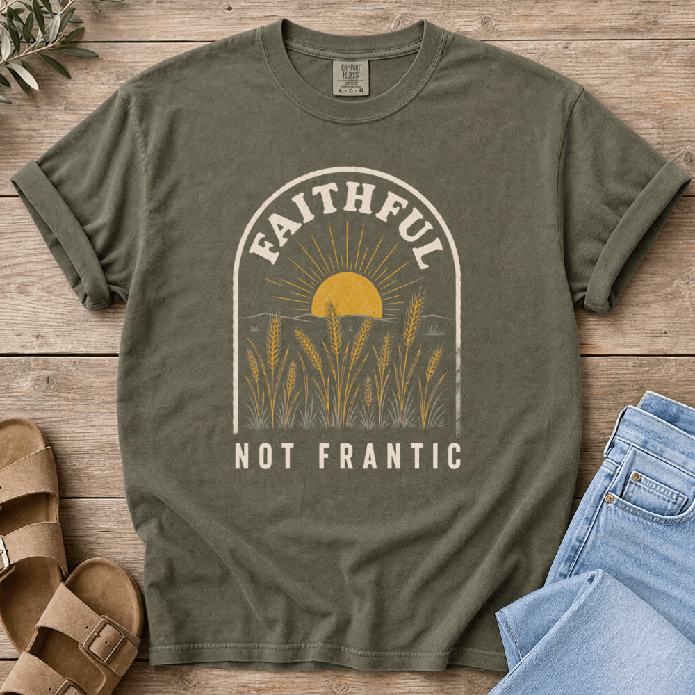 Nourish with Britt T-Shirt Faithful Not Frantic T-Shirt Faithful Not Frantic T-Shirt | Christian Mom Shirt