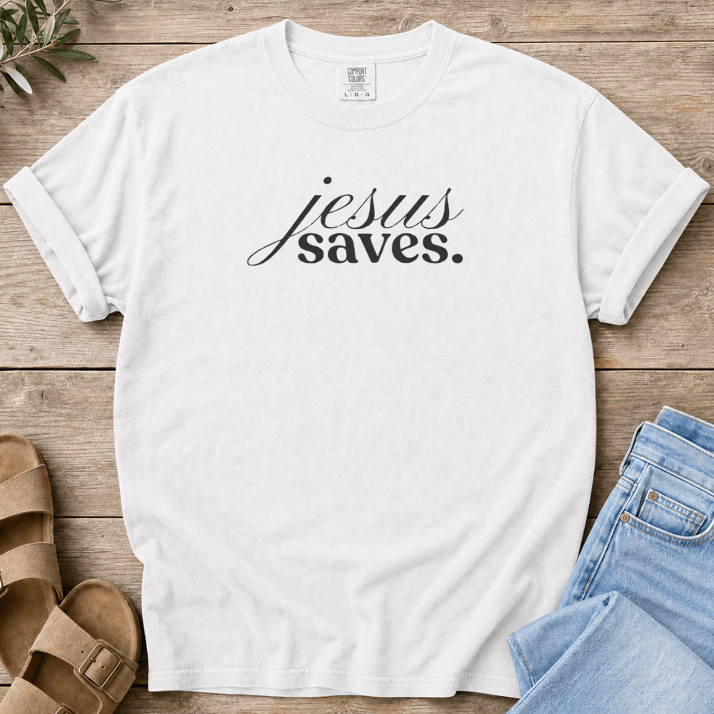Nourish with Britt T-Shirt Jesus Saves T-Shirt Jesus Saves T-Shirt | Minimalist Christian T-Shirt for Women