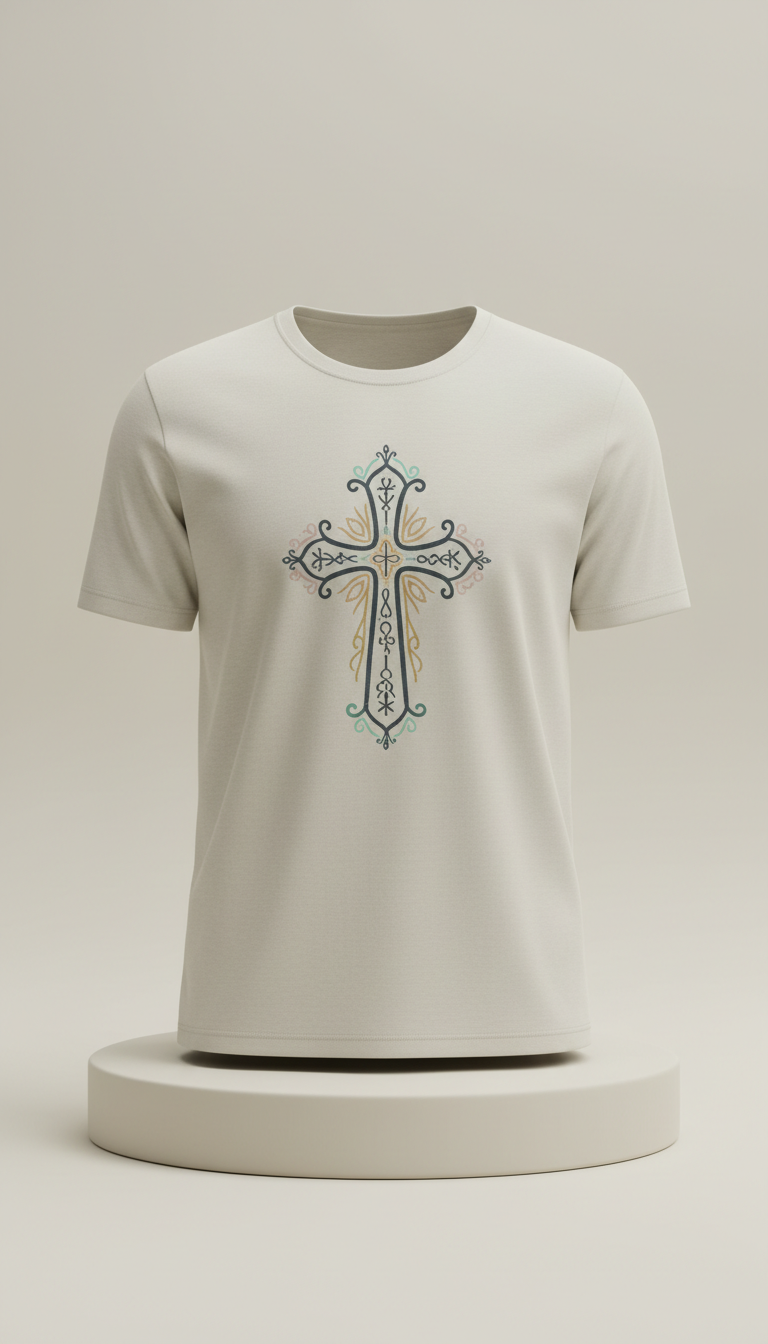 Soft Cotton Blend Shirt with Faith Design